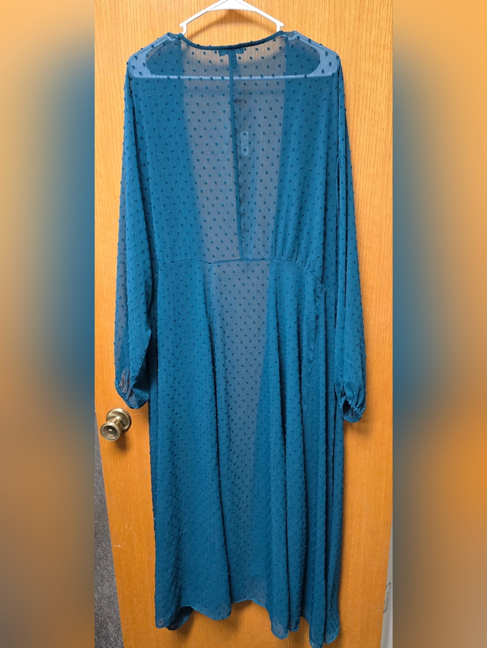 Torrid Teal Swiss Dot Long Sleeve Duster